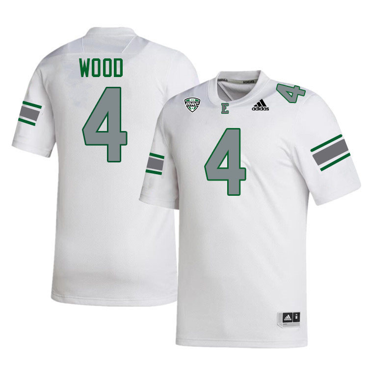 Eastern Michigan Eagles #4 Makhail Wood College Football Jerseys Stitched-White Eastern Michigan Eagles #4 Makhail Wood College Football Jerseys Stitched-White